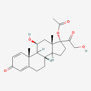 molecular formula C23H30O6 B1360237 孕-1,4-二烯-3,20-二酮，17-(乙酰氧基)-11,21-二羟基-，(11β)- CAS No. 52628-64-5