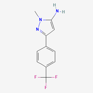 molecular formula C11H10F3N3 B13602396 1-Methyl-3-(4-(trifluoromethyl)phenyl)-1h-pyrazol-5-amine 