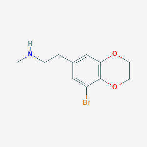 molecular formula C11H14BrNO2 B13602417 2-(8-Bromo-2,3-dihydrobenzo[b][1,4]dioxin-6-yl)-N-methylethan-1-amine 