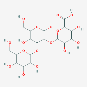B136028 Methyl 3-O-galactopyranosyl-2-O-(glucopyranosyluronic acid)mannopyranoside CAS No. 125365-17-5