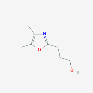 molecular formula C8H13NO2 B13602906 2-Oxazolepropanol, 4,5-dimethyl- CAS No. 1082398-98-8