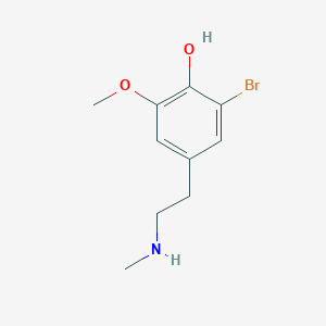 molecular formula C10H14BrNO2 B13602959 2-Bromo-6-methoxy-4-(2-(methylamino)ethyl)phenol 