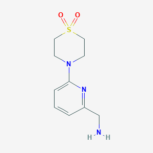 molecular formula C10H15N3O2S B13603065 4-[6-(Aminomethyl)pyridin-2-yl]-1lambda6-thiomorpholine-1,1-dione 