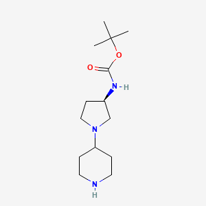 molecular formula C14H27N3O2 B13603114 tert-butylN-[(3R)-1-(piperidin-4-yl)pyrrolidin-3-yl]carbamate 