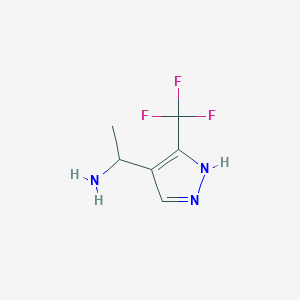 molecular formula C6H8F3N3 B13603147 1-(3-(Trifluoromethyl)-1h-pyrazol-4-yl)ethan-1-amine 