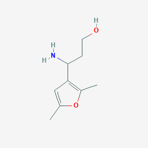 molecular formula C9H15NO2 B13603219 3-Amino-3-(2,5-dimethylfuran-3-yl)propan-1-ol 