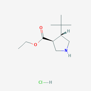 rac-ethyl(3R,4S)-4-tert-butylpyrrolidine-3-carboxylatehydrochloride,trans