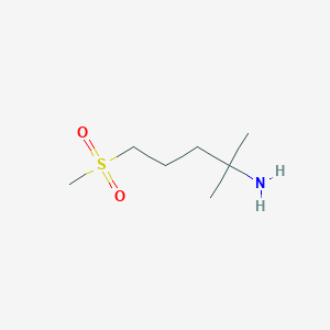 molecular formula C7H17NO2S B13603295 2-Methyl-5-(methylsulfonyl)pentan-2-amine 