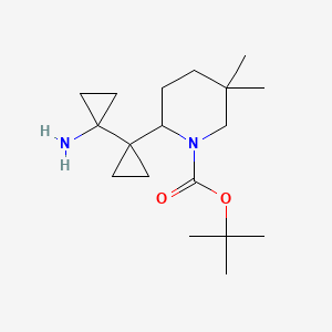 molecular formula C18H32N2O2 B13603330 Tert-butyl 2-[1-(1-aminocyclopropyl)cyclopropyl]-5,5-dimethylpiperidine-1-carboxylate 