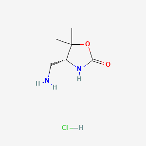 molecular formula C6H13ClN2O2 B13603396 (4R)-4-(aminomethyl)-5,5-dimethyl-1,3-oxazolidin-2-onehydrochloride 