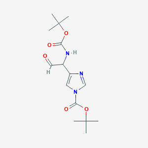 molecular formula C15H23N3O5 B13603415 tert-butyl 4-(1-{[(tert-butoxy)carbonyl]amino}-2-oxoethyl)-1H-imidazole-1-carboxylate 