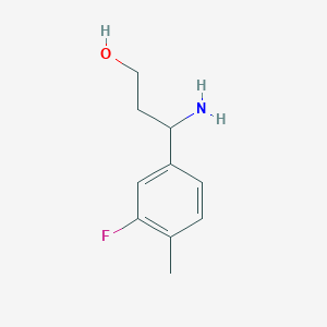 molecular formula C10H14FNO B13603435 3-Amino-3-(3-fluoro-4-methylphenyl)propan-1-ol 