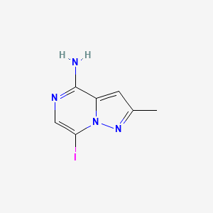 molecular formula C7H7IN4 B13603471 7-Iodo-2-methylpyrazolo[1,5-a]pyrazin-4-amine 