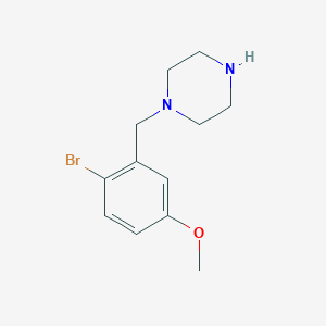 molecular formula C12H17BrN2O B13603486 1-[(2-Bromo-5-methoxyphenyl)methyl]piperazine CAS No. 194233-50-6