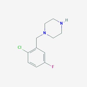 molecular formula C11H14ClFN2 B13603535 1-[(2-Chloro-5-fluorophenyl)methyl]piperazine 