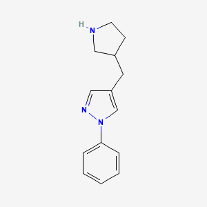 molecular formula C14H17N3 B13603712 1-Phenyl-4-(pyrrolidin-3-ylmethyl)-1h-pyrazole 