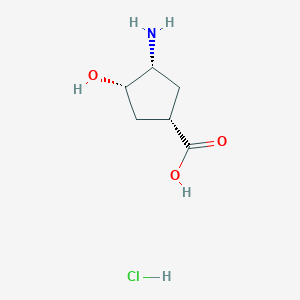 molecular formula C6H12ClNO3 B13603768 (1S,3R,4S)-3-amino-4-hydroxycyclopentane-1-carboxylicacidhydrochloride 