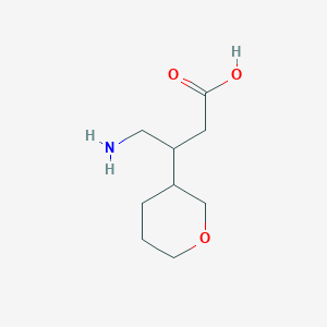 molecular formula C9H17NO3 B13603834 4-Amino-3-(oxan-3-yl)butanoic acid 