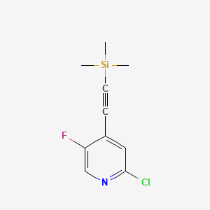 molecular formula C10H11ClFNSi B13603862 2-Chloro-5-fluoro-4-[2-(trimethylsilyl)ethynyl]pyridine 