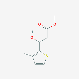 molecular formula C9H12O3S B13603880 Methyl 3-hydroxy-3-(3-methylthiophen-2-yl)propanoate 