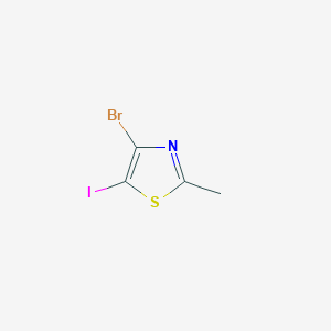 molecular formula C4H3BrINS B13603985 4-Bromo-5-iodo-2-methyl-1,3-thiazole 