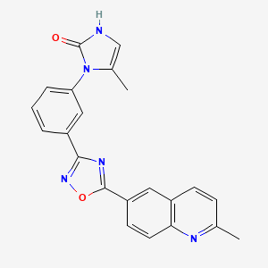 molecular formula C22H17N5O2 B13604110 5-methyl-1-{3-[5-(2-methylquinolin-6-yl)-1,2,4-oxadiazol-3-yl]phenyl}-2,3-dihydro-1H-imidazol-2-one 