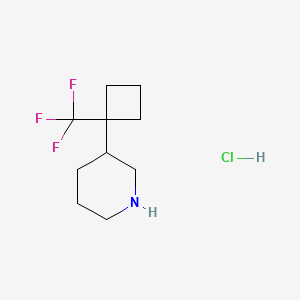 molecular formula C10H17ClF3N B13604127 3-[1-(Trifluoromethyl)cyclobutyl]piperidinehydrochloride 