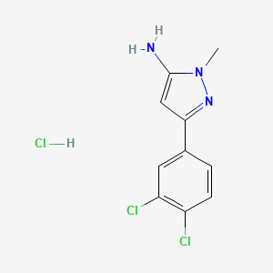 molecular formula C10H10Cl3N3 B13604177 3-(3,4-dichlorophenyl)-1-methyl-1H-pyrazol-5-amine hydrochloride 