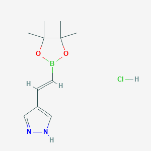 molecular formula C11H18BClN2O2 B13604207 (E)-4-(2-(4,4,5,5-Tetramethyl-1,3,2-dioxaborolan-2-yl)vinyl)-1H-pyrazole hydrochloride 