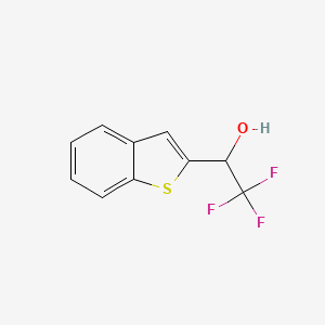 molecular formula C10H7F3OS B13604218 alpha-(Trifluoromethyl)benzothiophene-2-methanol 