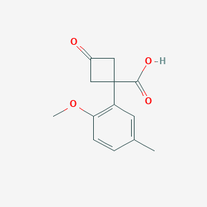 1-(2-Methoxy-5-methylphenyl)-3-oxocyclobutane-1-carboxylic acid