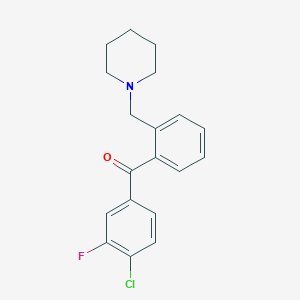 molecular formula C19H19ClFNO B1360443 4'-Chloro-3'-fluoro-2-piperidinomethyl benzophenone CAS No. 898773-42-7