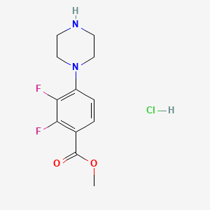 molecular formula C12H15ClF2N2O2 B13604520 Methyl2,3-difluoro-4-(piperazin-1-yl)benzoatehydrochloride 