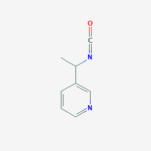 molecular formula C8H8N2O B13604549 3-(1-Isocyanatoethyl)pyridine 