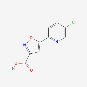 molecular formula C9H5ClN2O3 B13604584 5-(5-Chloro-2-pyridyl)isoxazole-3-carboxylic Acid 