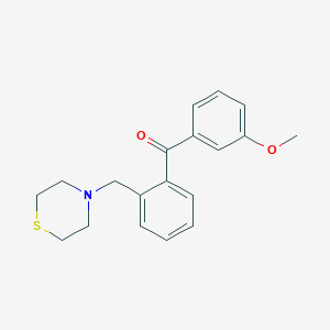 molecular formula C19H21NO2S B1360468 3'-Methoxy-2-thiomorpholinomethyl benzophenone CAS No. 898781-50-5