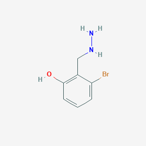 molecular formula C7H9BrN2O B13604684 3-Bromo-2-(hydrazinylmethyl)phenol 