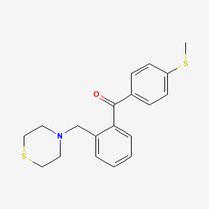 molecular formula C19H21NOS2 B1360469 4'-Thiomethyl-2-thiomorpholinomethyl benzophenone CAS No. 898781-68-5