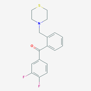 molecular formula C18H17F2NOS B1360472 3,4-二氟-2'-硫代吗啉甲基二苯甲酮 CAS No. 898782-44-0