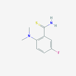 molecular formula C9H11FN2S B13604776 2-(Dimethylamino)-5-fluorobenzothioamide 