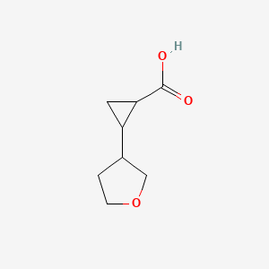 molecular formula C8H12O3 B13605075 2-(oxolan-3-yl)cyclopropane-1-carboxylicacid,Mixtureofdiastereomers 