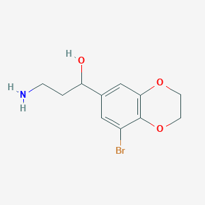 molecular formula C11H14BrNO3 B13605124 3-Amino-1-(8-bromo-2,3-dihydrobenzo[b][1,4]dioxin-6-yl)propan-1-ol 