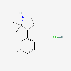 molecular formula C13H20ClN B13605216 2,2-Dimethyl-3-(3-methylphenyl)pyrrolidinehydrochloride 