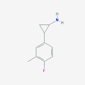 molecular formula C10H12FN B13605225 2-(4-Fluoro-3-methylphenyl)cyclopropan-1-amine CAS No. 1267865-81-5