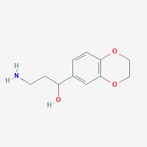 molecular formula C11H15NO3 B13605281 3-Amino-1-(2,3-dihydrobenzo[b][1,4]dioxin-6-yl)propan-1-ol 