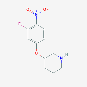 molecular formula C11H13FN2O3 B13605309 3-(3-Fluoro-4-nitrophenoxy)piperidine 