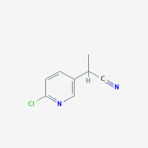 molecular formula C8H7ClN2 B13605365 2-(6-Chloropyridin-3-yl)propanenitrile 