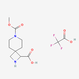 molecular formula C12H17F3N2O6 B13605372 7-(Methoxycarbonyl)-2,7-diazaspiro[3.5]nonane-1-carboxylicacid,trifluoroaceticacid 