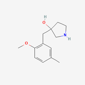 molecular formula C13H19NO2 B13605423 3-(2-Methoxy-5-methylbenzyl)pyrrolidin-3-ol 