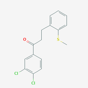 molecular formula C16H14Cl2OS B1360546 3',4'-Dichloro-3-(2-thiomethylphenyl)propiophenone CAS No. 898780-52-4